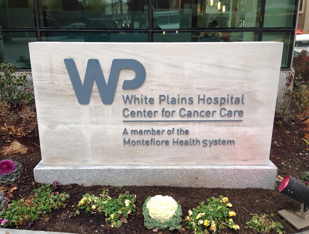 white plains hospital center for cancer care, granite block monument sign